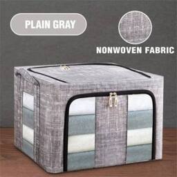 Nordara 3X 66L Folding Storage Box Thick Fabric Steel Frame Wardrobe Organizer in Grey - thumbnail 5