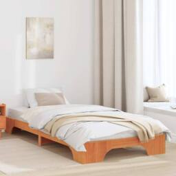 Berkfield Home Bed Frame Wax brown Wood 90 x 200 cm Simple Bed Frame - thumbnail 2
