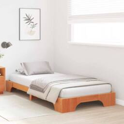 Berkfield Home Bed Frame Wax brown Wood 90 x 200 cm Simple Bed Frame - thumbnail 4