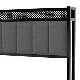 Levede Single Bed Frame Upholstered Headboard Metal Base LED USB Lights in Dark Grey - thumbnail 6
