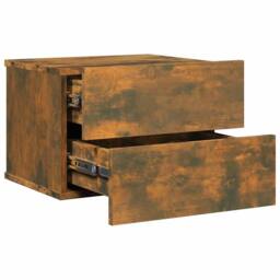 Berkfield Home Bedside Cabinets Smoked Oak 40x30x30 cm Engineered Wood in Brown - Size: 40 x 30 x 30 cm - thumbnail 7