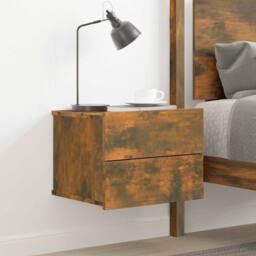Berkfield Home Bedside Cabinets Smoked Oak 40x30x30 cm Engineered Wood in Brown - Size: 40 x 30 x 30 cm - thumbnail 2