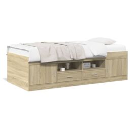 Berkfield Home Daybed with Drawers without Mattress Sonoma Oak 100x200 cm in Brown - thumbnail 2