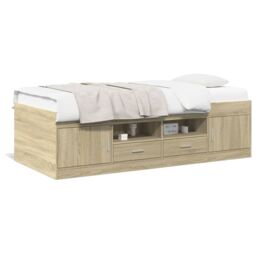 Berkfield Home Daybed with Drawers without Mattress Sonoma Oak 100x200 cm in Brown - thumbnail 1