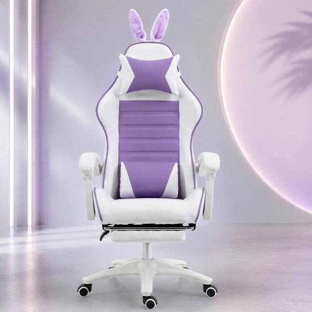 STILVORA Gaming Chair with Footrest in Purple - image 1