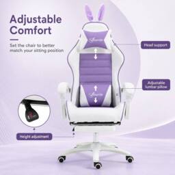 STILVORA Gaming Chair with Footrest in Purple - thumbnail 5