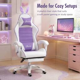 STILVORA Gaming Chair with Footrest in Purple - thumbnail 3