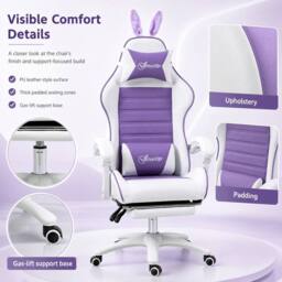 STILVORA Gaming Chair with Footrest in Purple - thumbnail 6