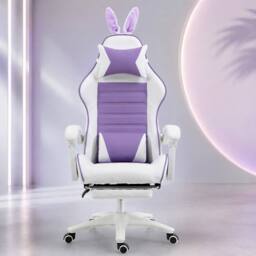 STILVORA Gaming Chair with Footrest in Purple - thumbnail 1