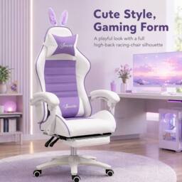 STILVORA Gaming Chair with Footrest in Purple - thumbnail 2
