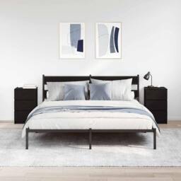 Berkfield Home Durable Bedside Cabinets with 3 Drawers 2 pcs Black 39x35x65 cm - Size: 39 x 35 x 65 cm - thumbnail 1