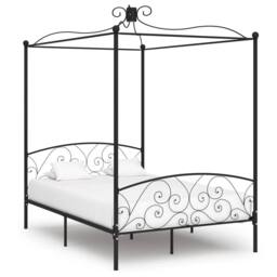 Berkfield Home Elegant Canopy Bed Frame Black Metal 120x200 cm - Size: Small Double - thumbnail 2