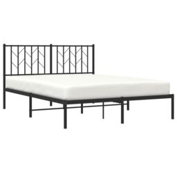 Berkfield Home Metal Bed Frame without Mattress with Headboard Black 140x190cm - Size: 140x190 cm - thumbnail 3