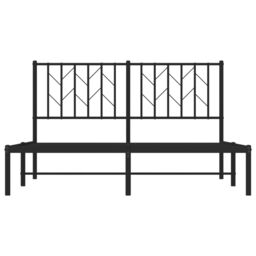 Berkfield Home Metal Bed Frame without Mattress with Headboard Black 140x190cm - Size: 140x190 cm - thumbnail 5