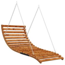 Berkfield Home Swing Bed with Canopy Solid Wood Spruce with Teak Finish in Brown - thumbnail 3