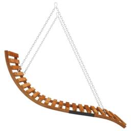 Berkfield Home Swing Bed with Canopy Solid Wood Spruce with Teak Finish in Brown - thumbnail 4
