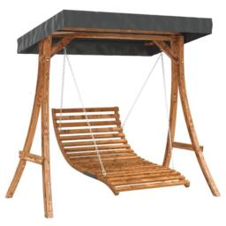 Berkfield Home Swing Bed with Canopy Solid Wood Spruce with Teak Finish in Brown - thumbnail 2