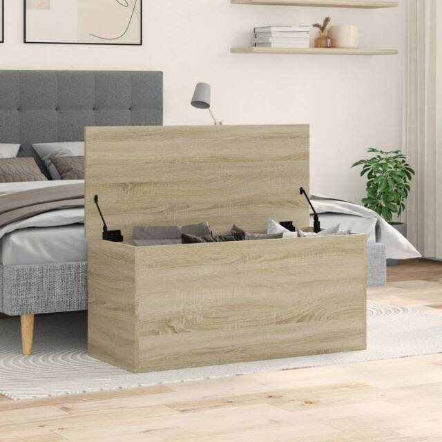 Berkfield Home Storage Box Sonoma Oak 100x42x46 cm Engineered Wood in Light Tan - Size: 100 x 42 x 46 cm - image 1