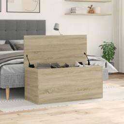 Berkfield Home Storage Box Sonoma Oak 100x42x46 cm Engineered Wood in Light Tan - Size: 100 x 42 x 46 cm - thumbnail 1