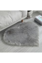 Living and Home 40x50cm Grey Plush Heart-Shaped Area Rugs Living Room Fluffy Window & Sofa Cushion Mat - Size: 40 cm x 50 cm - thumbnail 3
