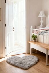 Living and Home 40x50cm Grey Plush Heart-Shaped Area Rugs Living Room Fluffy Window & Sofa Cushion Mat - Size: 40 cm x 50 cm - thumbnail 2