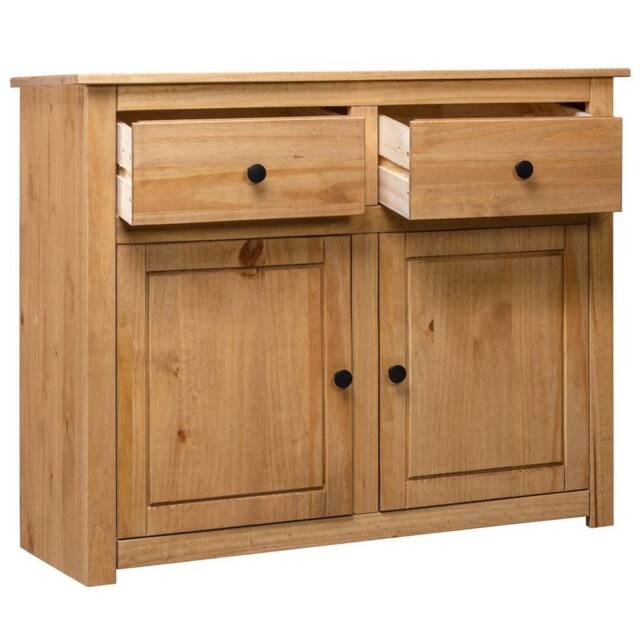 Berkfield Home Sideboard 93x40x80 cm Solid Pinewood Panama Range in Brown - Size: 93 x 40 x 80 cm - image 1