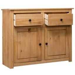 Berkfield Home Sideboard 93x40x80 cm Solid Pinewood Panama Range in Brown - Size: 93 x 40 x 80 cm - thumbnail 1
