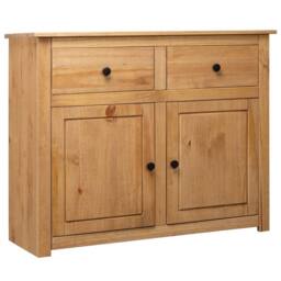 Berkfield Home Sideboard 93x40x80 cm Solid Pinewood Panama Range in Brown - Size: 93 x 40 x 80 cm - thumbnail 2