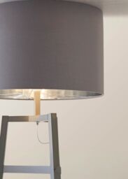 ValueLights Hiru Grey 3 Tier Wooden Shelf Floor Lamp with Grey & Chrome Shade in Metallic Silver - thumbnail 4