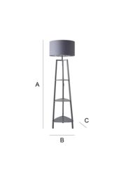 ValueLights Hiru Grey 3 Tier Wooden Shelf Floor Lamp with Grey & Chrome Shade in Metallic Silver - thumbnail 8