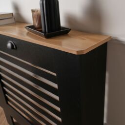 OHS Wood Effect Radiator Cover Sideboard Shelf in Black - Size: Medium - thumbnail 5