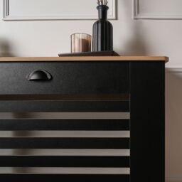 OHS Wood Effect Radiator Cover Sideboard Shelf in Black - Size: Medium - thumbnail 4