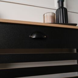 OHS Wood Effect Radiator Cover Sideboard Shelf in Black - Size: Medium - thumbnail 3