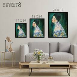 "Artery8 Portrait of a Lady in Floral Dress Klimt Framed Canvas Wall Art Print in Green - Size: W12"" x H16""" - thumbnail 4