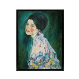 "Artery8 Portrait of a Lady in Floral Dress Klimt Framed Canvas Wall Art Print in Green - Size: W12"" x H16""" - thumbnail 1