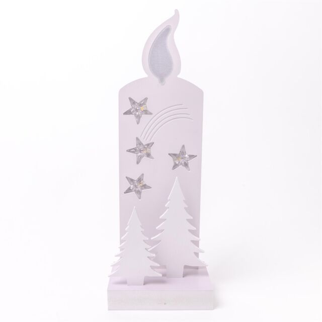 Shatchi Wooden Christmas Decoration Pre Lit LED Silhouette Nativity Scene Ornament Table Window Battery Operated, White, 46Cm in White - image 1