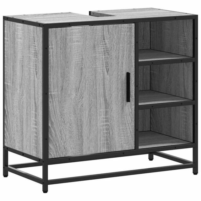 Berkfield Home Bathroom Sink Cabinet Grey Sonoma 65x33x60 cm Engineered Wood - Size: 65 x 33 x 60 cm - image 1