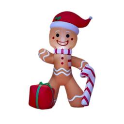 Garden Greatness 4ft Inflatable LED Candy Cane Gingerbread Man in Brown - Size: 1 Pack - thumbnail 2