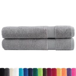 Berkfield Home Premium Towels SOLUND 2pcs Grey 100x200cm 600gsm - thumbnail 2