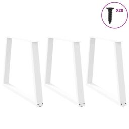 Berkfield Home Dining Table Legs V-Shape 3 pcs White 100x(72-73.3) cm Steel - thumbnail 3