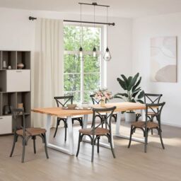 Berkfield Home Dining Table Legs V-Shape 3 pcs White 100x(72-73.3) cm Steel - thumbnail 2