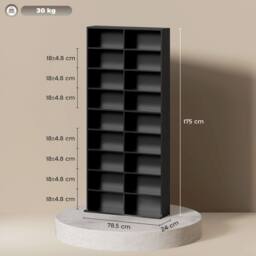 STILVORA CD Storage Tower with 14 Adjustable Shelves Black - thumbnail 4