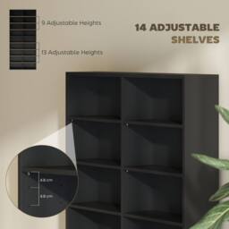 STILVORA CD Storage Tower with 14 Adjustable Shelves Black - thumbnail 7