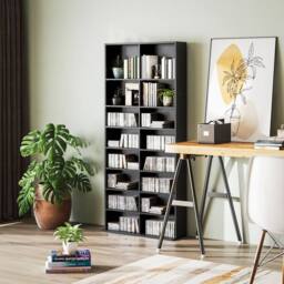 STILVORA CD Storage Tower with 14 Adjustable Shelves Black - thumbnail 3