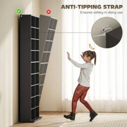 STILVORA CD Storage Tower with 14 Adjustable Shelves Black - thumbnail 8