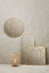 Orsina Black Finish Round Wall Mirror, Industrial Geometric Accent Mirror for Living Room, Sleek Metal Frame Mirror in Gold - thumbnail 3