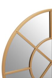 Orsina Black Finish Round Wall Mirror, Industrial Geometric Accent Mirror for Living Room, Sleek Metal Frame Mirror in Gold - thumbnail 5