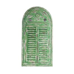 Primrose Rustic Wooden Glass Garden Outdoor Mirror Louvre Shutters in Blue - thumbnail 6