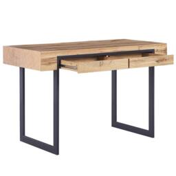 Wyld and Coco Home Office Desk Light Brown Wood Look Wood Top Black Steel - thumbnail 5