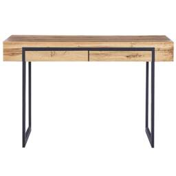 Wyld and Coco Home Office Desk Light Brown Wood Look Wood Top Black Steel - thumbnail 4